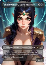 MTG BG3 - Shadowheart, Dark Justiciar - Fanart Borderless Style - EDH / Playtest