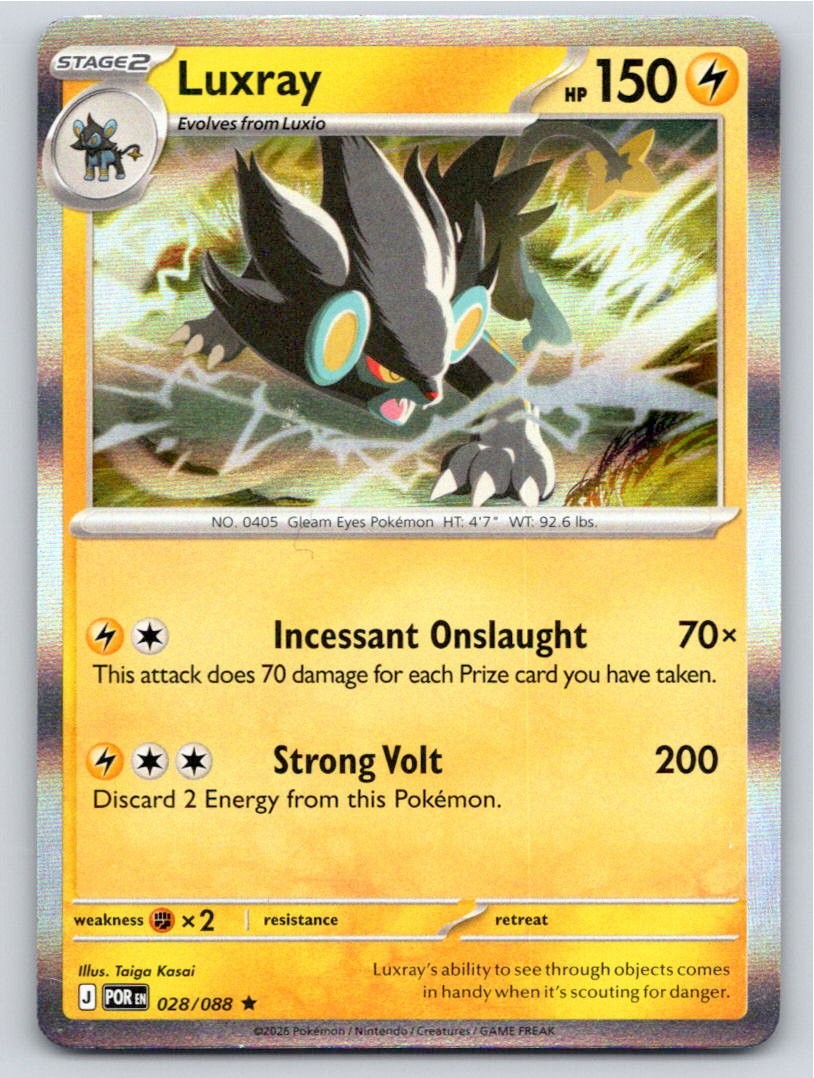 2026 POKEMON LUXRAY PERFECT ORDER 028/088 HOLO RARE NM A47772 FREE S&H