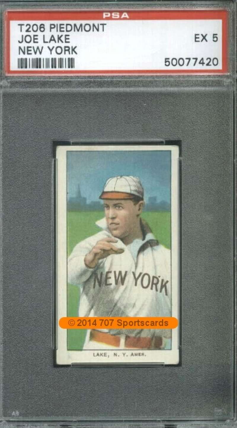 1909-11 T206 Joe Lake Piedmont 150 PSA 5 NY Highlanders Follow Thru  (7420)
