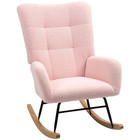 Rocking Chair Teddy Fleece Hot Pink 70W x 94D x 100Hcm Foam Support Upholstery.