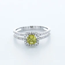 2.08 CT Yellow SI1 Princess Natural Certified Diamonds 18k  Halo Sidestone Ring