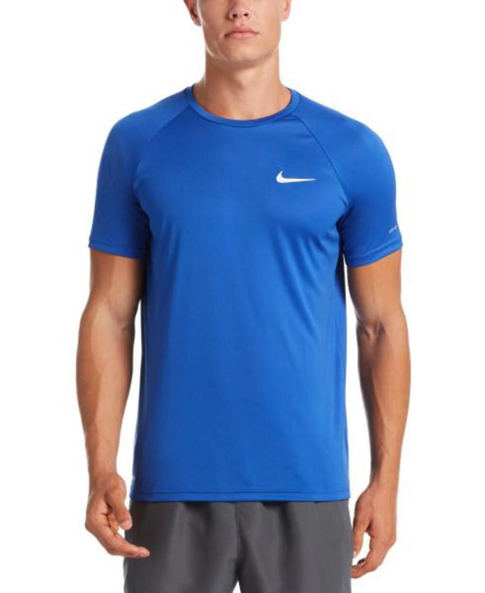 Nike Swim Men's Solid Short-Sleeve Hydroguard Swim Shirt Game Royal