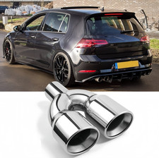 2.5" in Auspuffblende Endrohr Edelstahl Doppelrohr für VW Golf 1 2 3 4 5 6 7 Gti