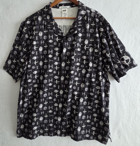 Disney Star Wars Hemd Herren Gr. XL schwarz belüftet Knopfleiste Millennium Falcon 05