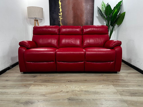 DFS Navona Nevada Red Leather 3 Seater Sofa RRP £1499 - Picture 1 of 8