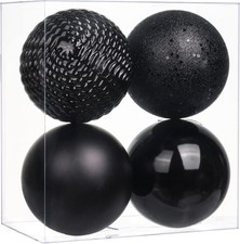 Christmas Ornaments Balls 4.7" Large Decorations 4.7"/4pcs, Black