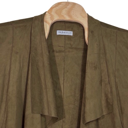 Bagatelle Waterfall Drape Front Jacket Faux Suede Olive Green Women’s 3X NWT - Picture 6 of 12