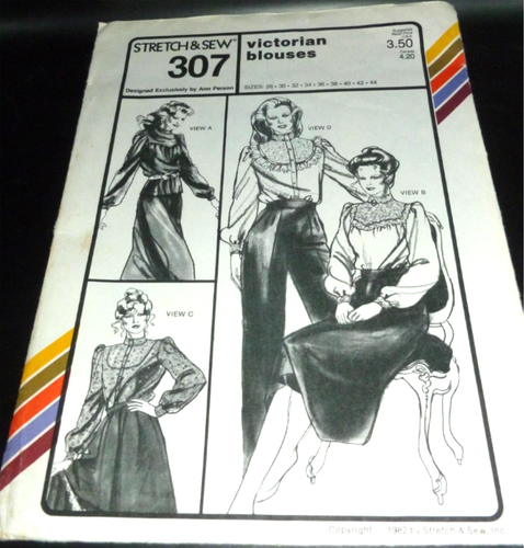 Victorian Blouse Costume Sewing Pattern 28-44 Stretch & Sew 307 Ann Person 1982 - Picture 1 of 3