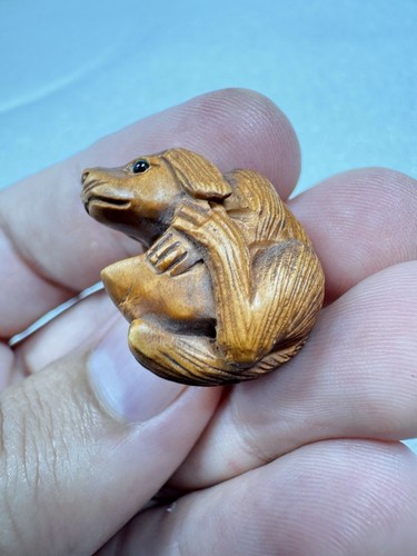 Rare Vintage Antique Chinese Carved Dog Nut Bead Marked - Picture 15 of 15