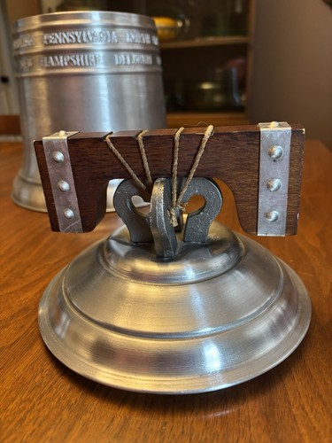 Seymour Mann Pewtertone 1974 Ice Bucket "1776 Liberty Bell" Made in Italy 13” - Picture 2 of 14