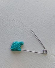 Vintage Gerber Diaper Pin Turtle Blue Made In Hong Kong