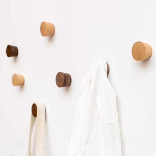 4 Pcs Wooden Cone Wall Hooks Solid Wood Decorative Coat Hat Hanger - Picture 7 of 12