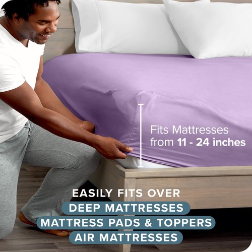 Bare Home 24" Deep Pocket Fitted Sheet - Premium 1800 Microfiber - Picture 71 of 102