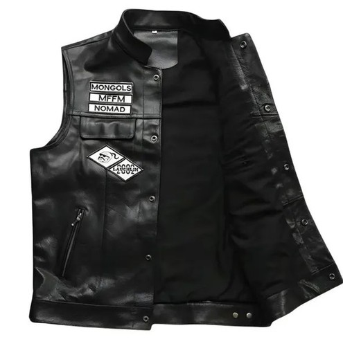Mongols Nomad MC Chaleco de Cuero Para Hombre Outlaw Motociclista Motocicleta Club Parche Trasero - Imagen 5 de 9