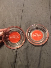coca cola collectibles Ash Tray Glass Daytona Beach Florida Vintage 2 Piece