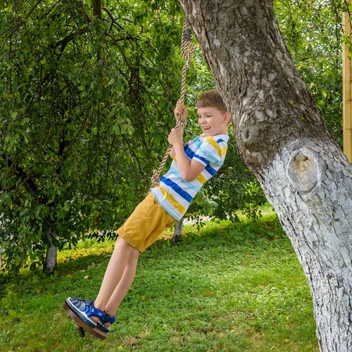 Wooden Round Disc Rope Swing 51”-73” Adjustable Climbing Rope Tree Swing with... - Picture 9 of 9