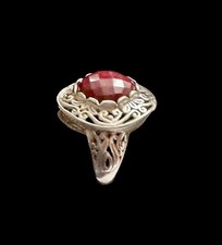 Gorgeous Vintage Faceted Natural Ruby Set In Sterling Silver 925 Ring
