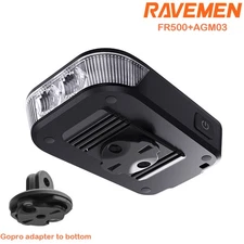 RAVEMEN FR500 Bike Head Light For Garmin Wahoo Rechargeable Gropro AGM03 Adapter