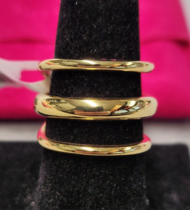 Authentic Hey Harper 14K Gold Plated Triple Layer Ring sz 8