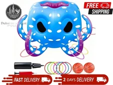 Octopus Inflatable Pool Toy – 2-in-1 Float with Basketball Hoop & Ring Toss Wate