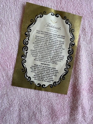Vintage Fieldcrest Pink Shell Sculpted Towels One with Tag 3 Bath 2 Wash Unused - Picture 3 of 13