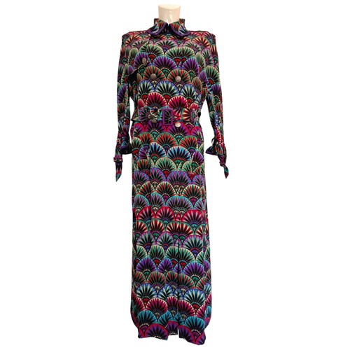 Emporio Armani Runway SS 2017 Women's Mulberry Silk Geometric Trench Coat 42-M - Picture 4 of 23