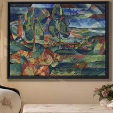 Rustic Watercolor Landscape Canvas Art Print for Vintage Farmhouse Decor