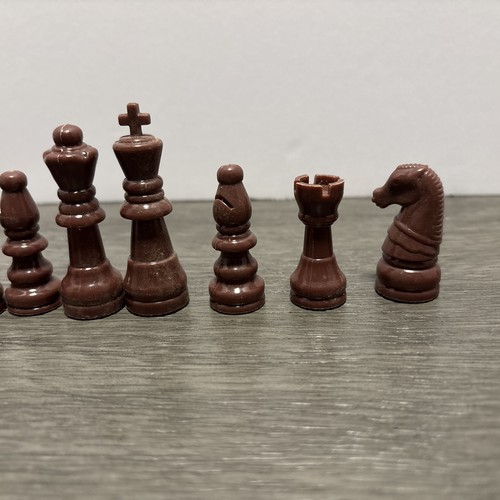 Vintage Schachfiguren Komplettset Kunststoff Filzboden braun hellbraun - Bild 9 von 12
