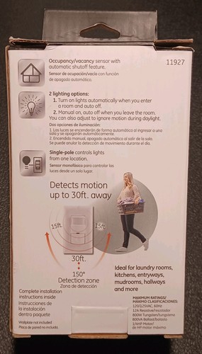 GE In-Wall Motion-Sensing Hands Free Wall Switch w/ Vacancy Option # 11927 -L - Picture 2 of 5