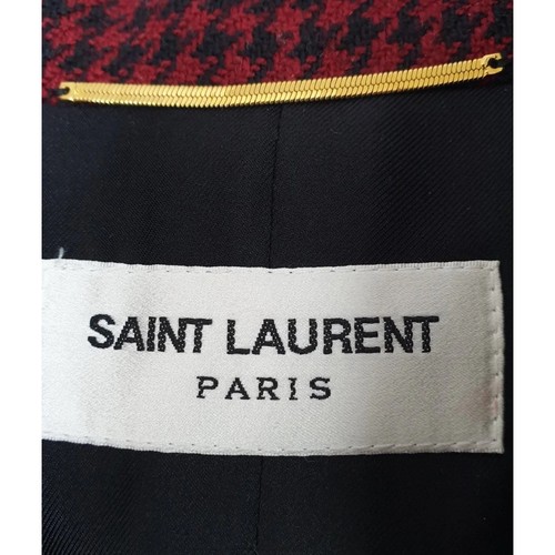 SAINT LAURENT Double-Breasted Houndstooth-Wool Jacket - Picture 6 of 9
