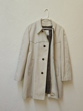 Men's Vintage London Fog Main Overcoat Beige 42 Long With Fur Liner Lining 80s