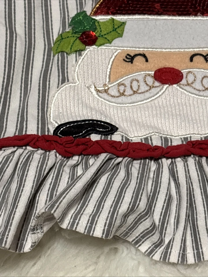 LN Rare Editions Meninas 18M Férias Papai Noel Lantejoulas Vermelhas Manga Longa Listrada - Imagem 4 de 4