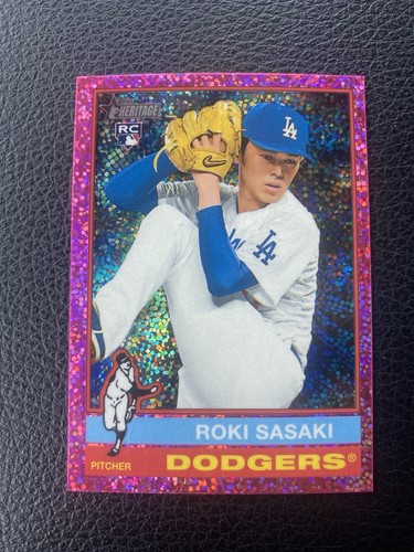 2025 Topps Heritage -ROKI SASAKI RC #224 Pink Sparkle Refractor SP - Dodgers