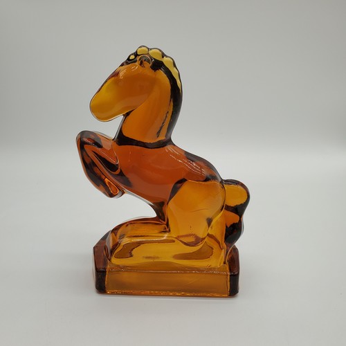 Vintage Amber L.E. Smith Glass Stallion Bookend Figurine - Picture 4 of 8