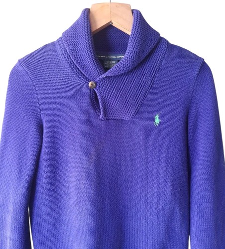 Ralph Lauren Sport Womens Jumper Small Purple Shawl Collar Pony Pullover Size S - Picture 2 of 11