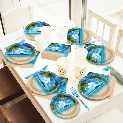 96Pcs Beach Party Plates and Napkins for Summer Tropical Birthday Party Suppl... - Picture 7 of 7