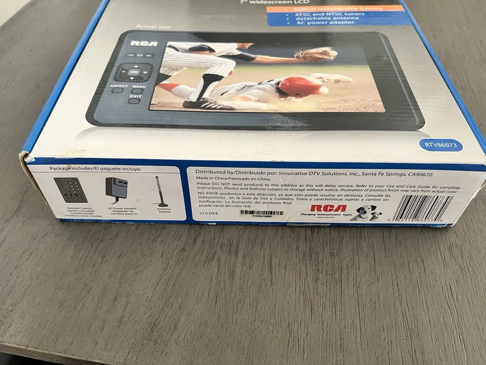 RCA Portable Digital TV 7” LCD – Rechargeable, ATSC/NTSC, Antenna, Remote - Image 3 of 4