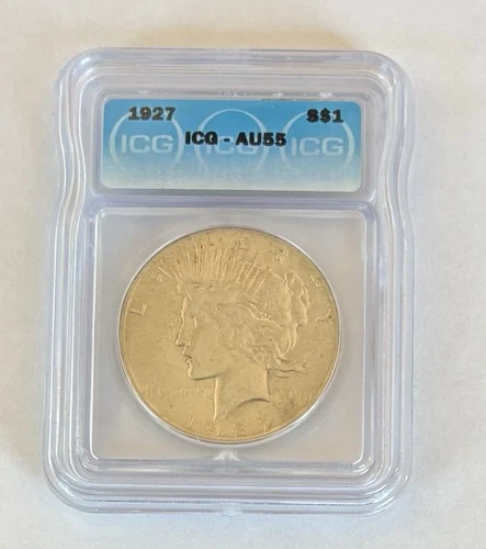 1927 P Mint Silver Peace Dollar IGC AU55