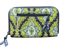 Vera Bradley Blue Green Cambridge Large Zip Around Wallet Clutch Retired