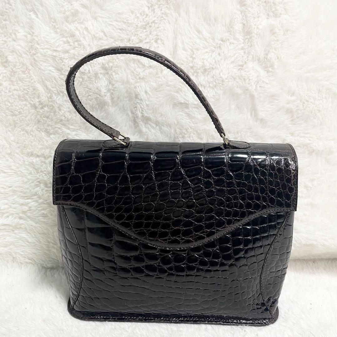 Sac Christian Dior cuir poignée supérieure croco gaufré marron vintage authentique OCCASION