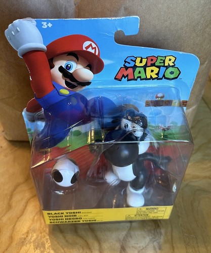 SUPER MARIO BLACK YOSHI WITH EGG 4" FIGURE WORLD OF NINTENDO JAKKS PACIFIC NEW - Picture 4 of 13