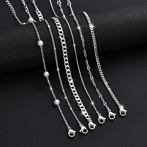 Silberarmbänder für Damen trendige, zierliche 14K versilberte kubanische Gliederkette Erbse - Bild 4 von 7