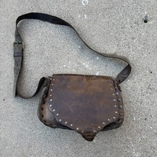 2000’s Campomaggi Studded Leather Messenger Bag Brown Handmade Italian Crossbody