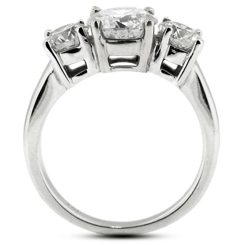 1.33ct H-SI1 Round Natural Certified Diamonds 18k Gold Classic Three Stone Ring - Picture 16 of 17