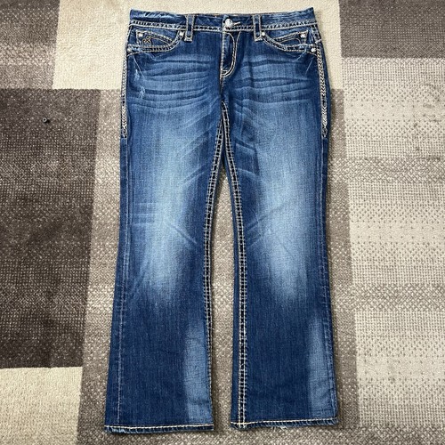 Rock Revival Jeans Women's 32 Anja Boot Embroidered Bootcut Boho Whiskering