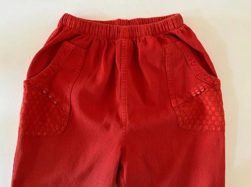 Orange Red Crop Corduroy High Rise Straight Leg Girls Pants XL - Picture 3 of 7