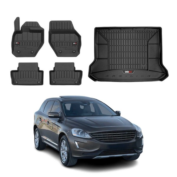 Omac FußMatten & Kofferraumwanne Set FüR Volvo XC60 2008-2017 Gummi Schwarz 5X-image