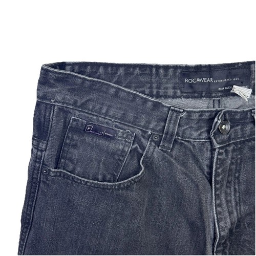 Vintage Y2K ROCAWEAR Schwarz Denim Shorts Herren 36 Rap Style Original Fit Jay Z - Bild 5 von 16