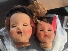 VINTAGE 2 DOLL HEADS 1 RUBBER 1 CERAMIC