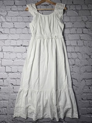 cotton dress size 14 KSODFNXH Teen Girls Cotton Dresses Size 8-14 Trendy Ruffle Sleeveless Button Doll-Collared Solid Elastic High Waisted A-Line Midi Dress 2025, Girl's,